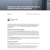 Espaa cierra 2024 con un aumento del 8 % en su mercado de Fusiones y Adquisiciones